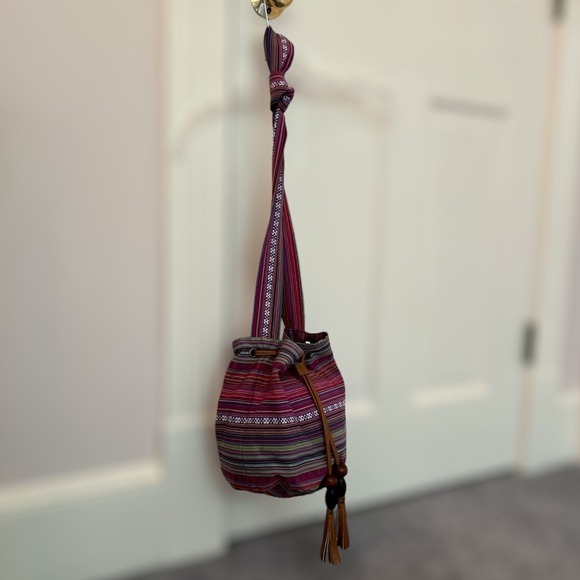 !!!FINAL DROP!!! Brash Multi Fabric Bucket/Hobo Bag with Faux Leather Tassels - Picture 4 of 12